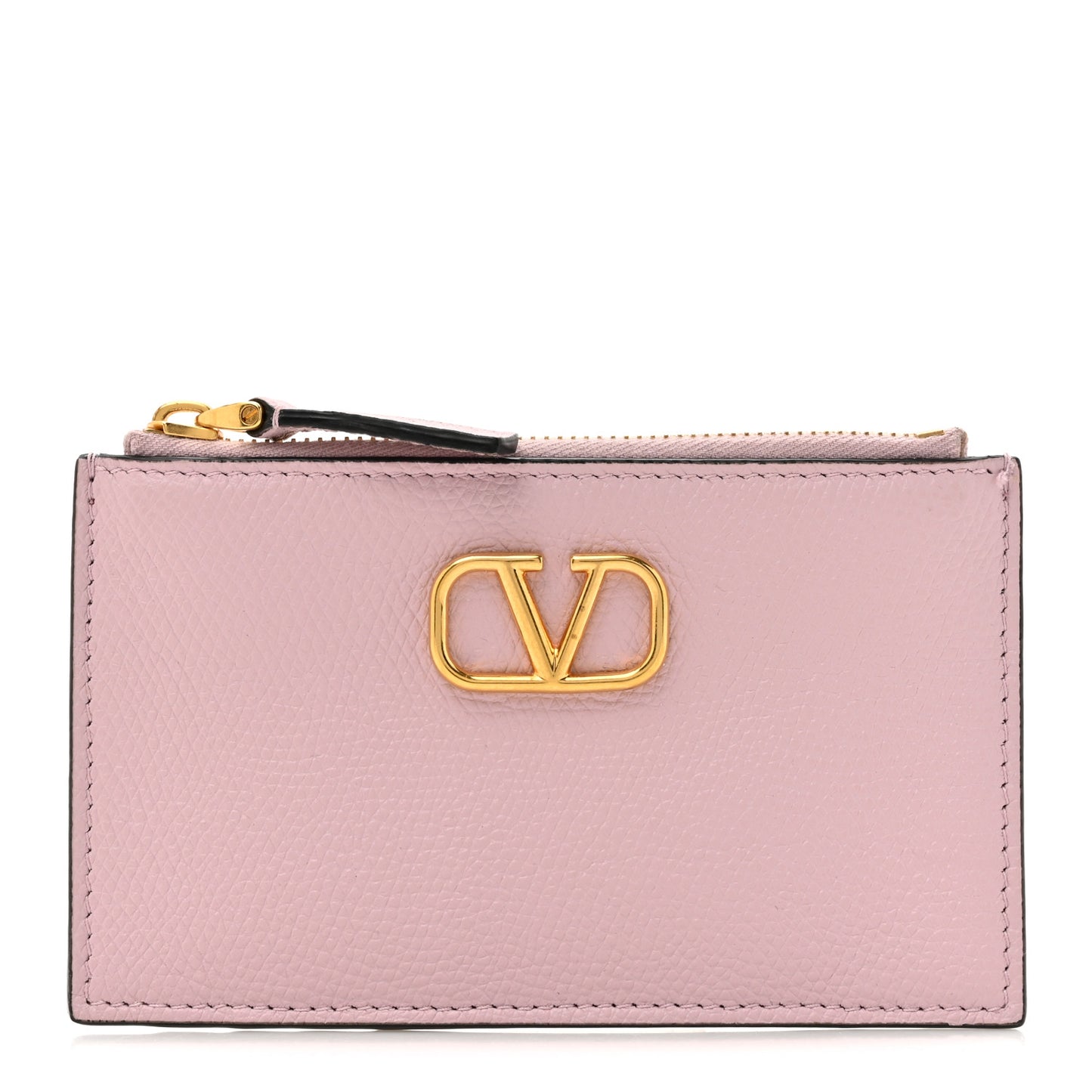 Grained Calfskin VLogo Coin Case Card Holder Cipria