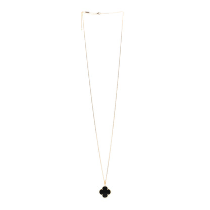 Van Cleef & Arpels 18K Yellow Gold Black Onyx Magic Alhambra Pendant Necklace 3 of 5