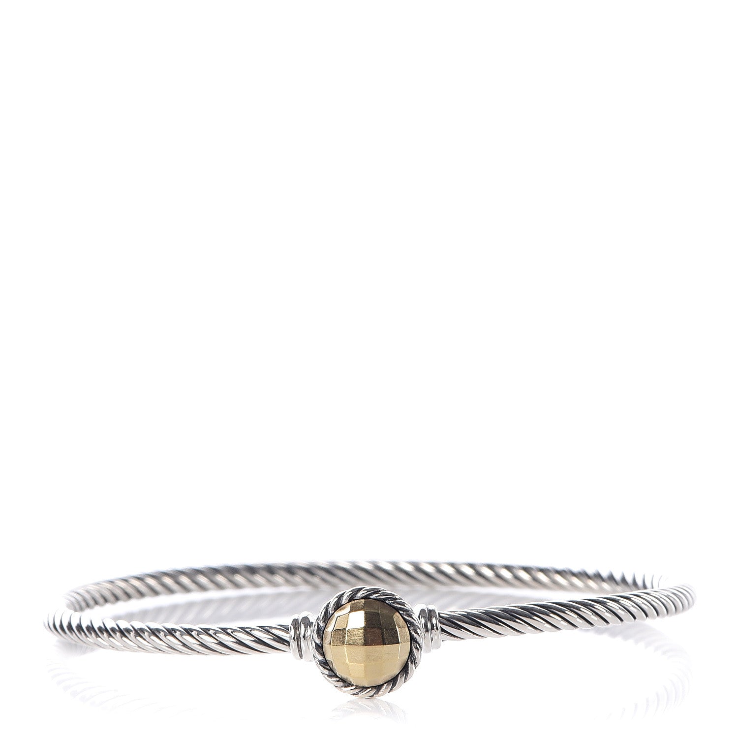 David Yurman Sterling Silver 18K Yellow Gold 3mm Chatelaine Bracelet 1 of 5