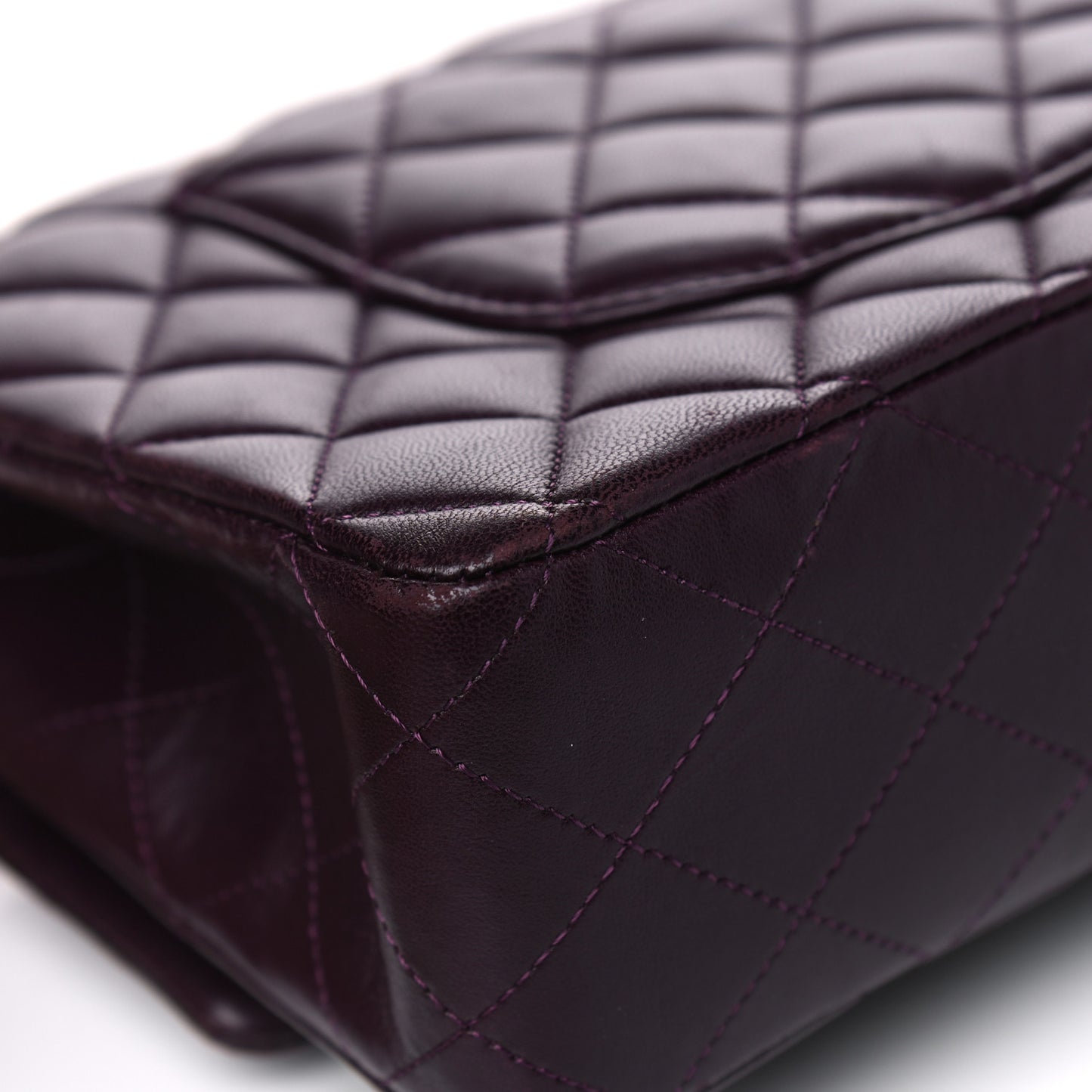 Lambskin Quilted Medium Double Flap Purple