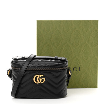 Gucci Calfskin Matelasse Small GG Marmont Vanity Cosmetic Case Black 10 of 10