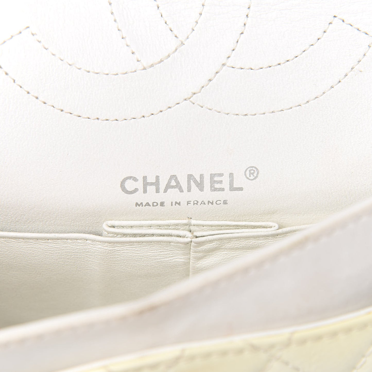 Patent Distressed Calfskin Quilted 2.55 Reissue 225 Flap White