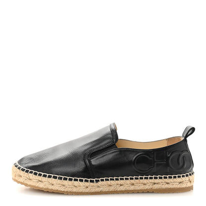 Jimmy Choo Calfskin Litchi Flat Espadrilles 39 Black 1 of 8