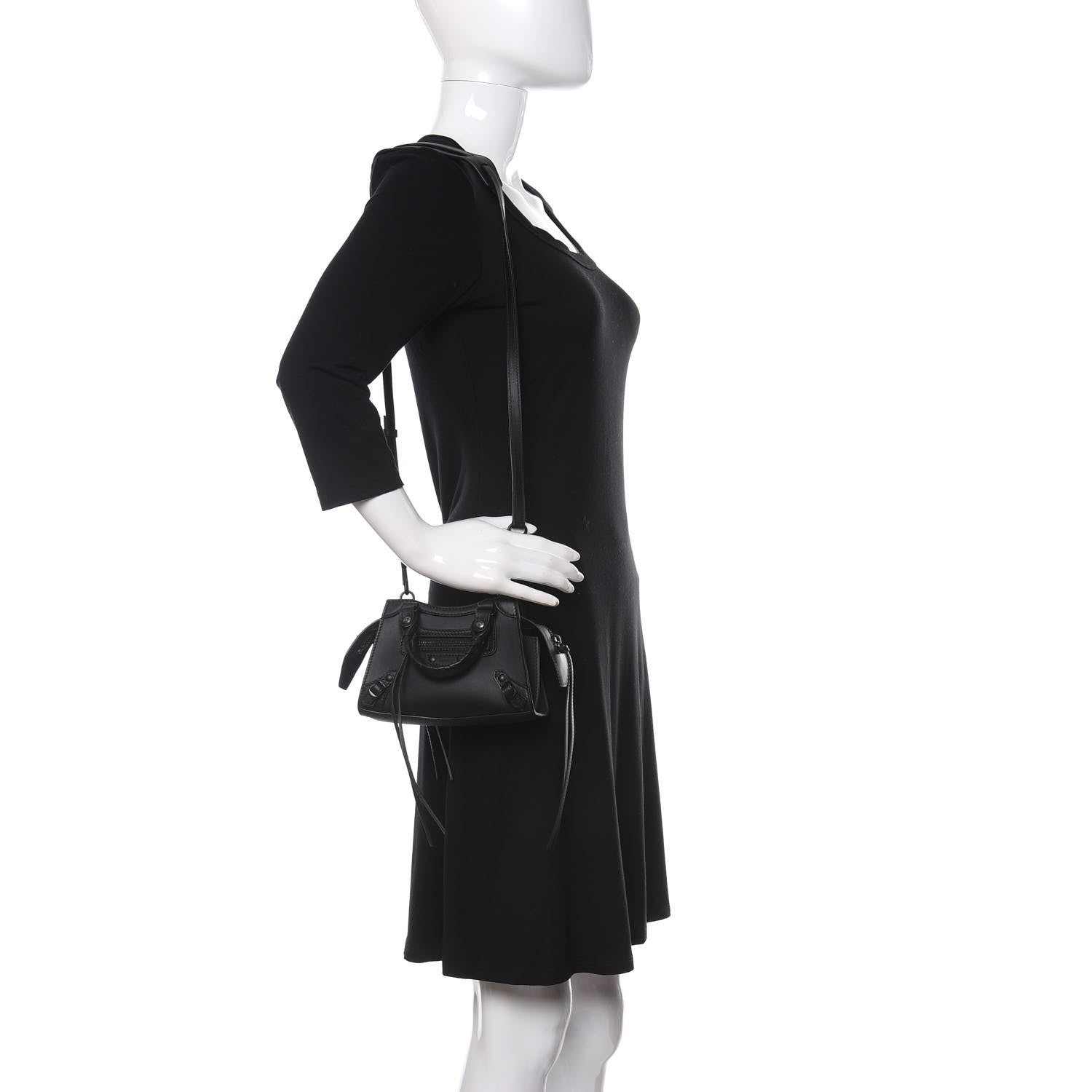 Balenciaga Smooth Calfskin Neo Classic Black Hardware Nano City Crossbody Black 2 of 8