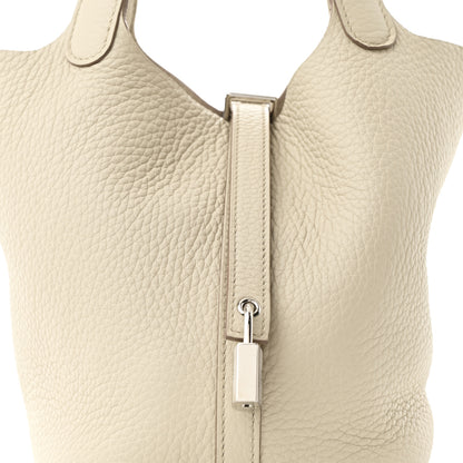 Hermes Taurillon Clemence Picotin Lock 18 PM Beton 7 of 9