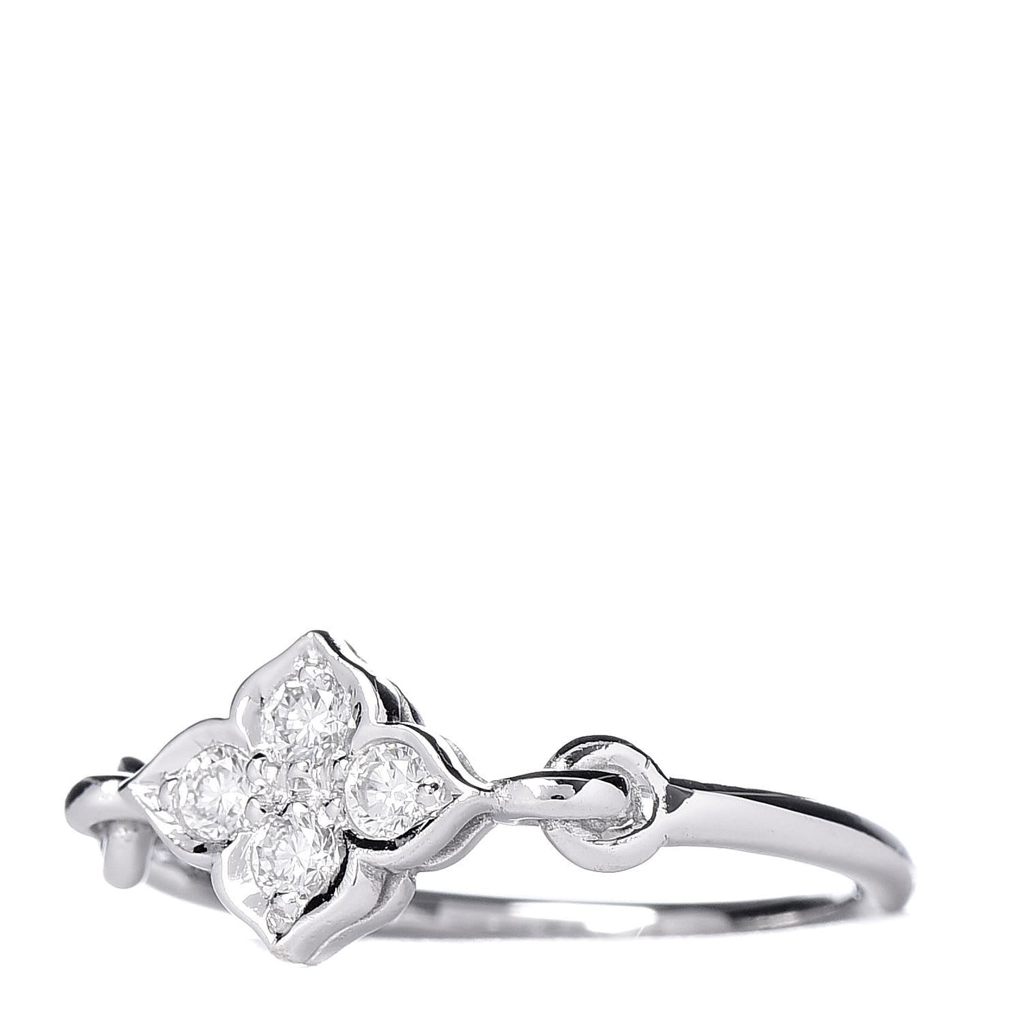18K White Gold Diamond Hindu Floral Ring 46 3.75