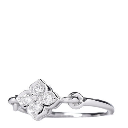 Cartier 18K White Gold Diamond Hindu Floral Ring 46 3.75 3 of 6