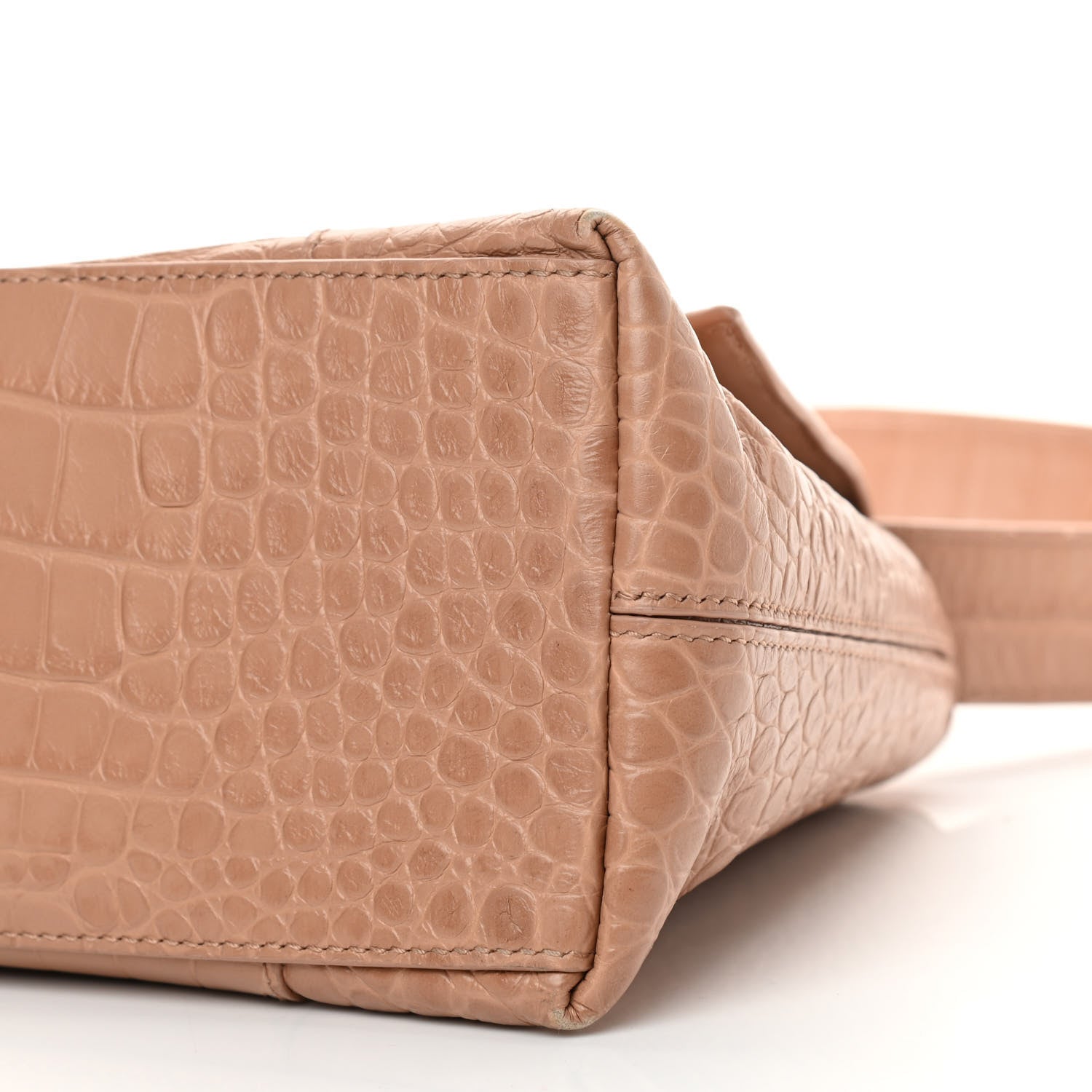 Balenciaga Extra Supple Calfskin Crocodile Embossed Small Downtown Shoulder Bag Nude Beige 10 of 10