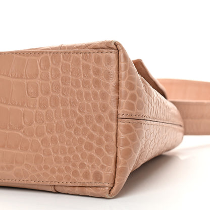 Balenciaga Extra Supple Calfskin Crocodile Embossed Small Downtown Shoulder Bag Nude Beige 10 of 10