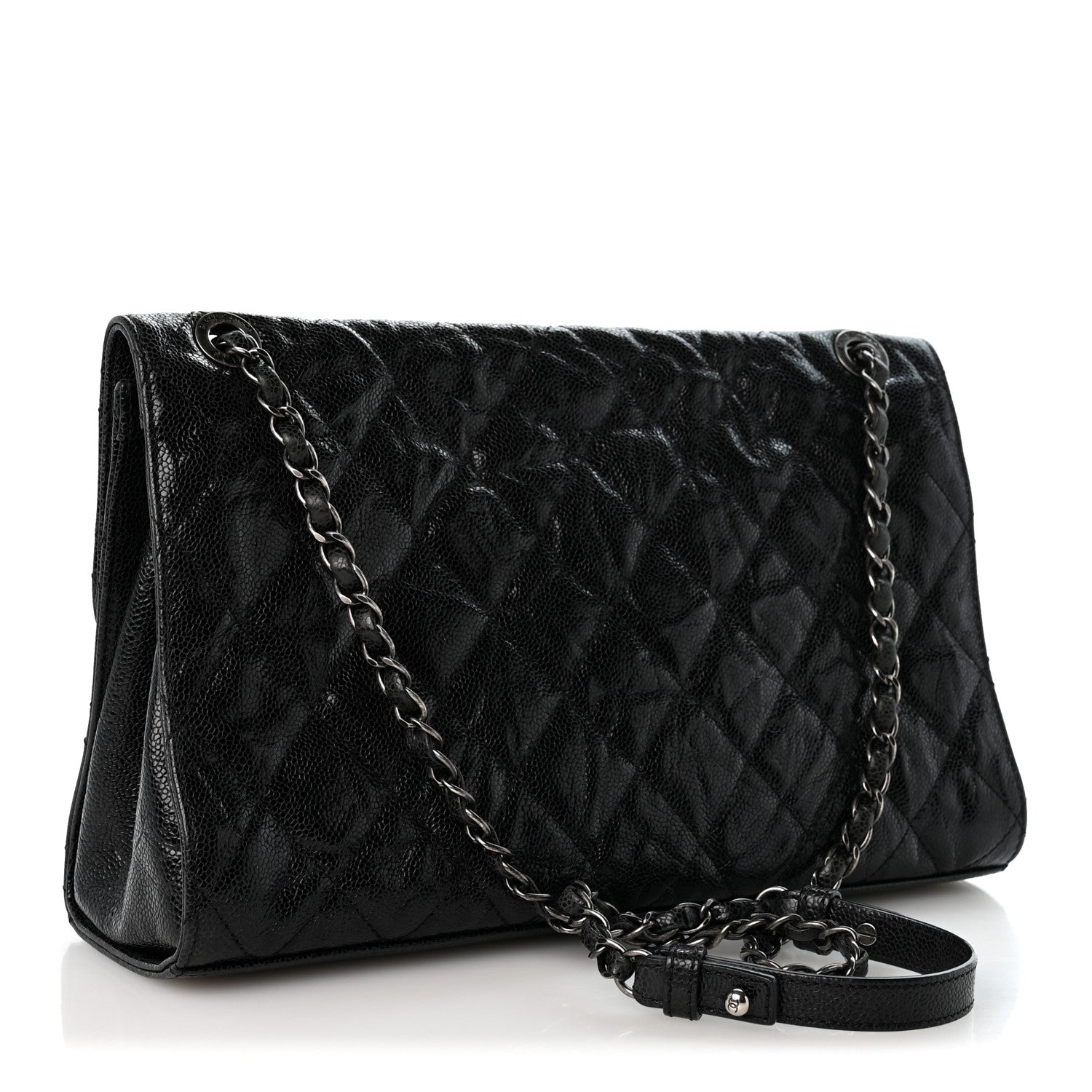 Chanel Crumpled Grained Calfskin Jumbo CC Crave Flap Black 2 of 12