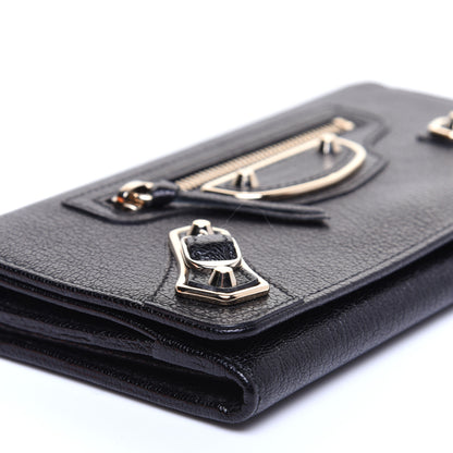 Balenciaga Chevre Gold Metallic Edge Hardware Money Wallet Black 6 of 10