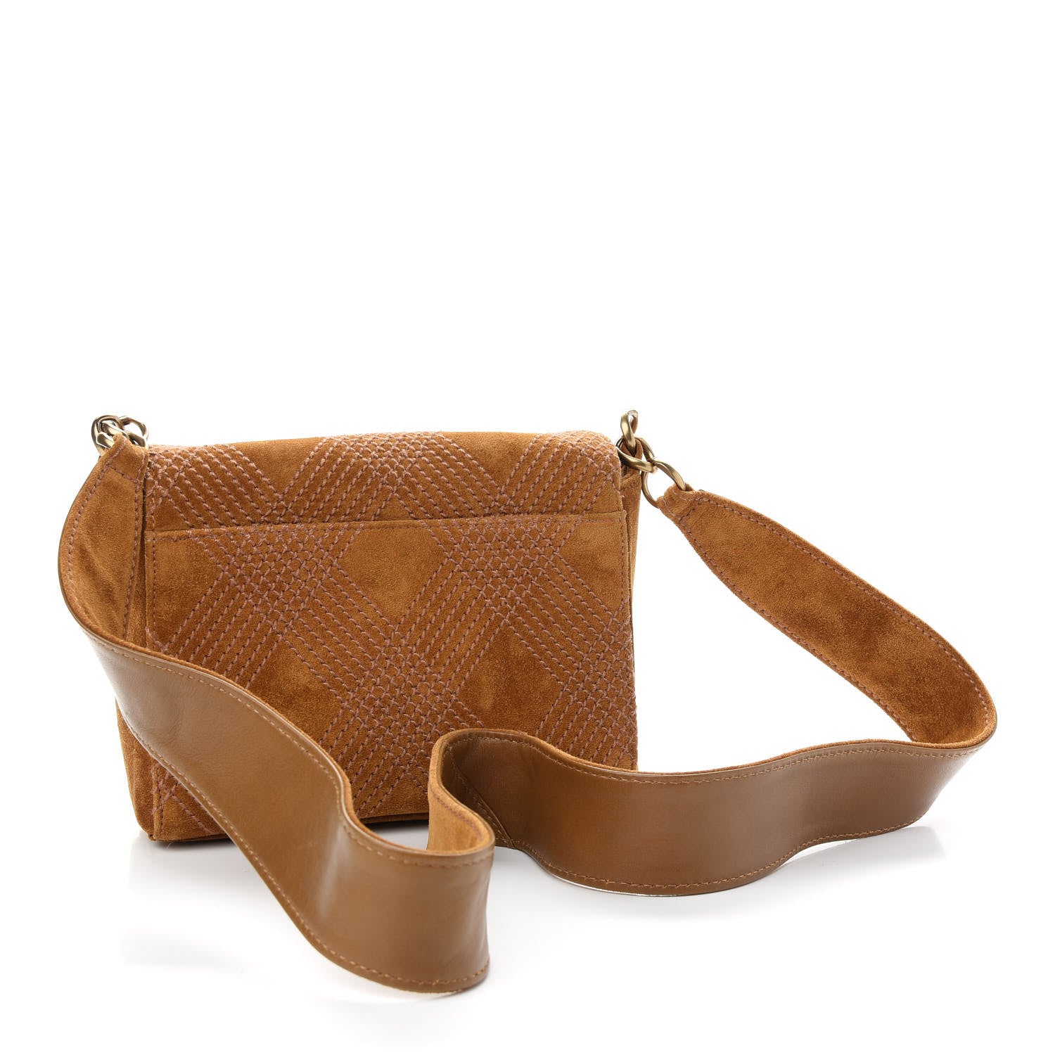 Chanel Suede Stitched CC Messenger Flap Bag Beige 3 of 9