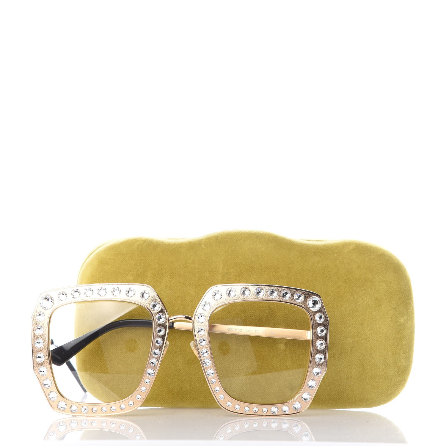 Gucci Metal Acetate Crystal Oversize GG0115S Sunglasses Gold 8 of 8