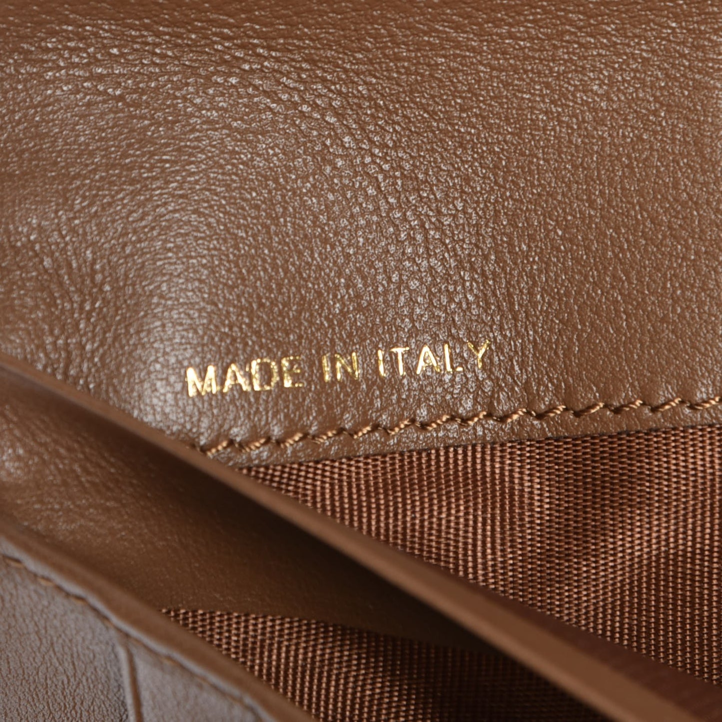 Calfskin Rockstud Flap Wallet Brown