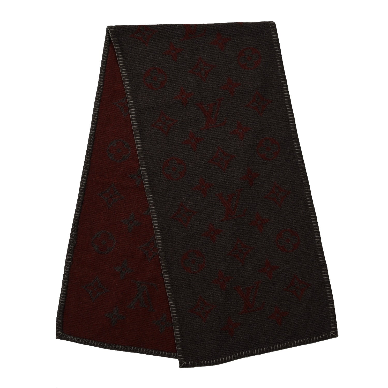 Louis Vuitton Cashmere Lambswool Monogram Scarf Grey 2 of 3