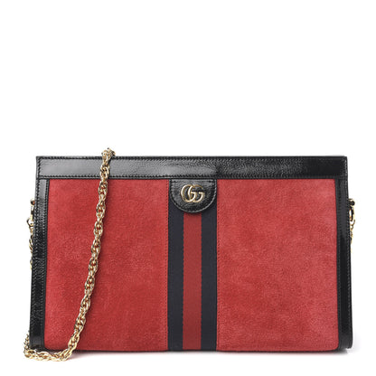 Gucci Suede Patent Web Medium Ophidia Chain Shoulder Bag Hibiscus Red Black 1 of 9