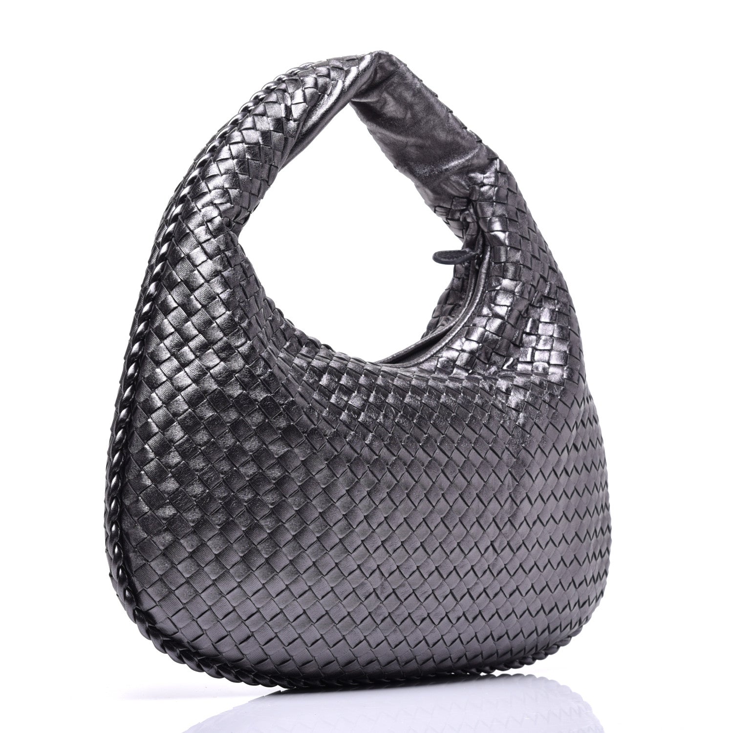 Bottega Veneta Metallic Nappa Intrecciato Medium Veneta Hobo Pewter 3 of 8