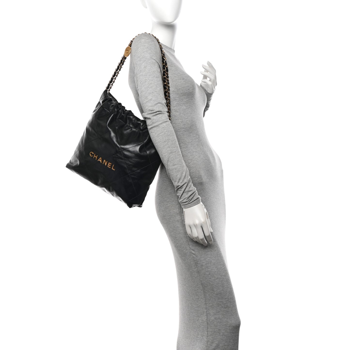 Shiny Calfskin Quilted Small Chanel 22 Black