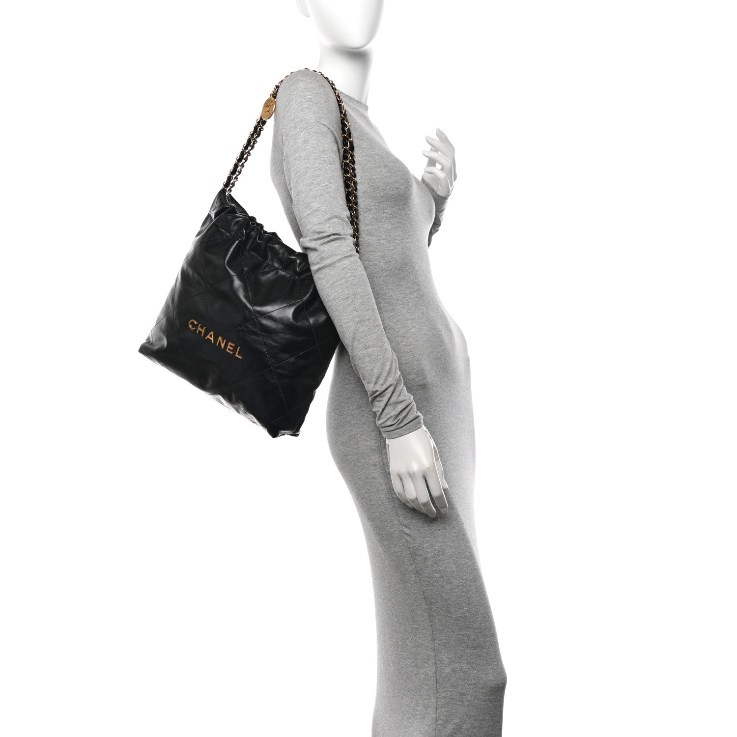 Chanel Shiny Calfskin Quilted Small Chanel 22 Black 2 of 11