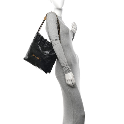 Chanel Shiny Calfskin Quilted Small Chanel 22 Black 2 of 11