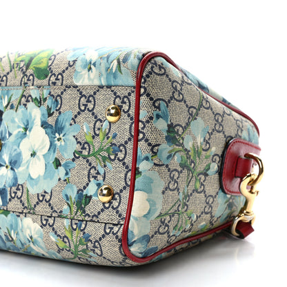 Gucci Supreme Monogram Blooms Small Boston Beige Blue Navy Hibiscus Red 10 of 12