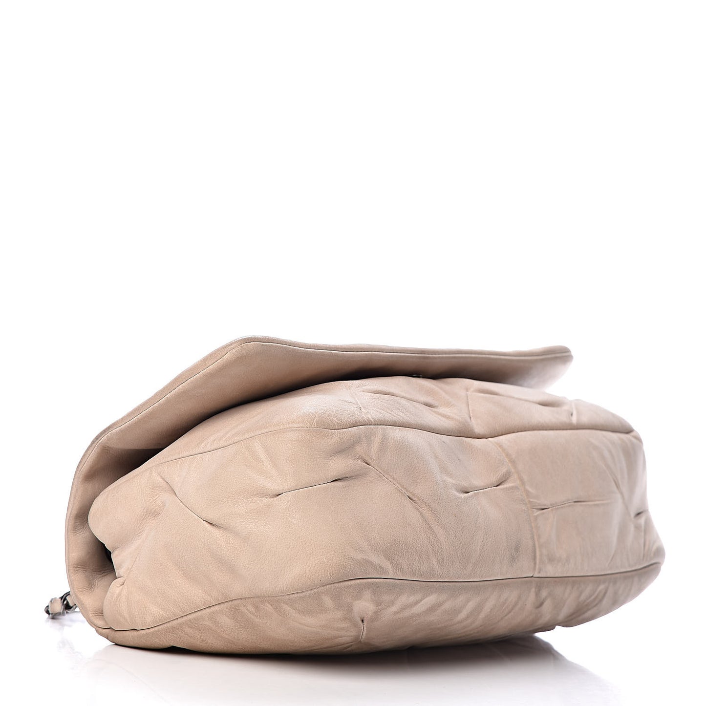 Iridescent Calfskin Glint Flap Beige