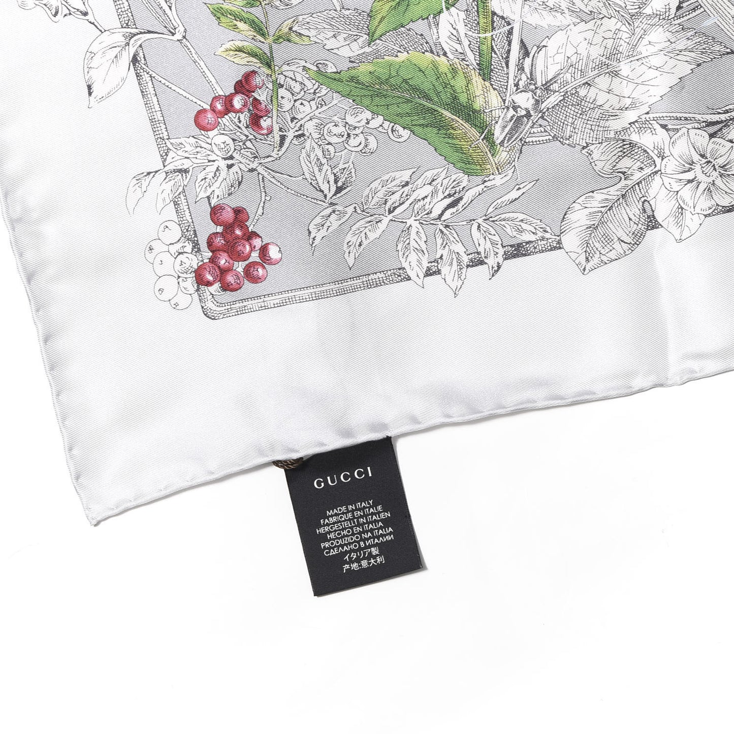 Silk Twill Wondergardenia Square Scarf Zinc Beige