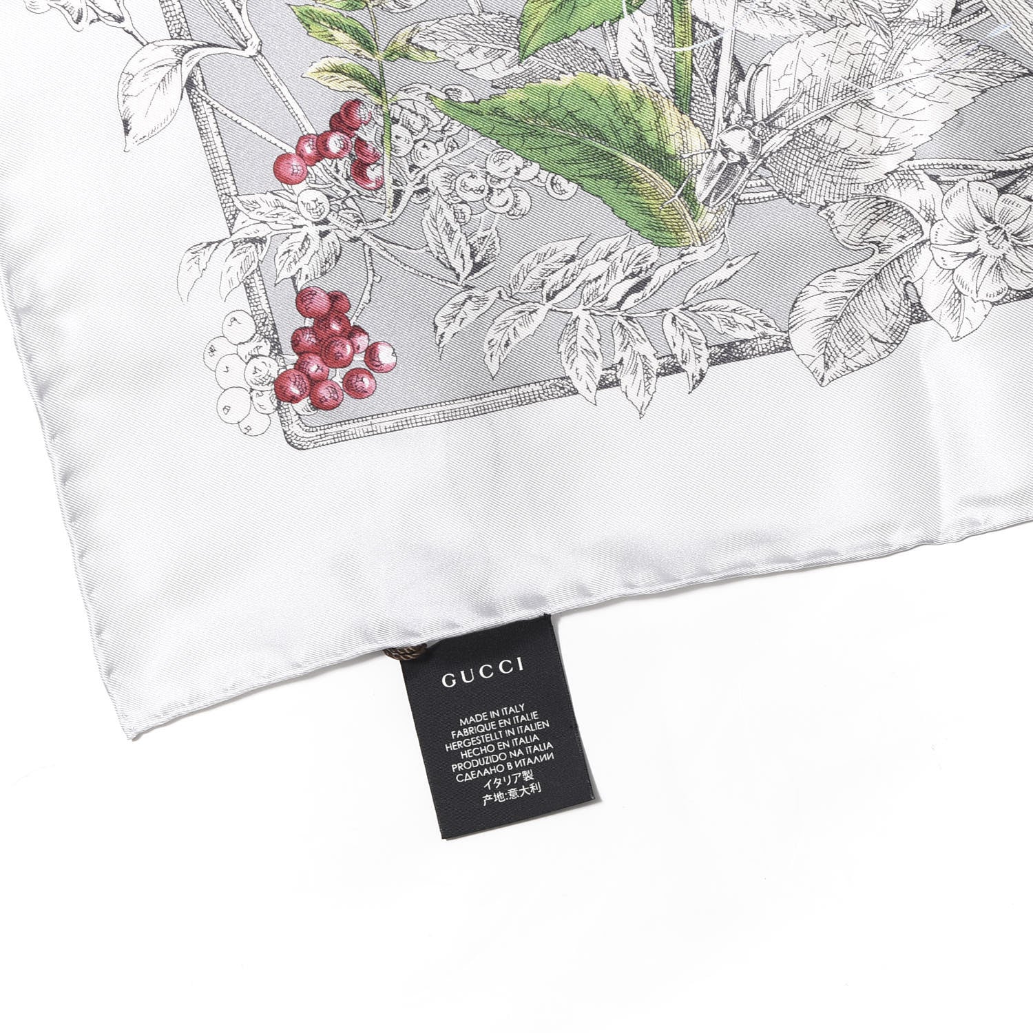 Gucci Silk Twill Wondergardenia Square Scarf Zinc Beige 3 of 4