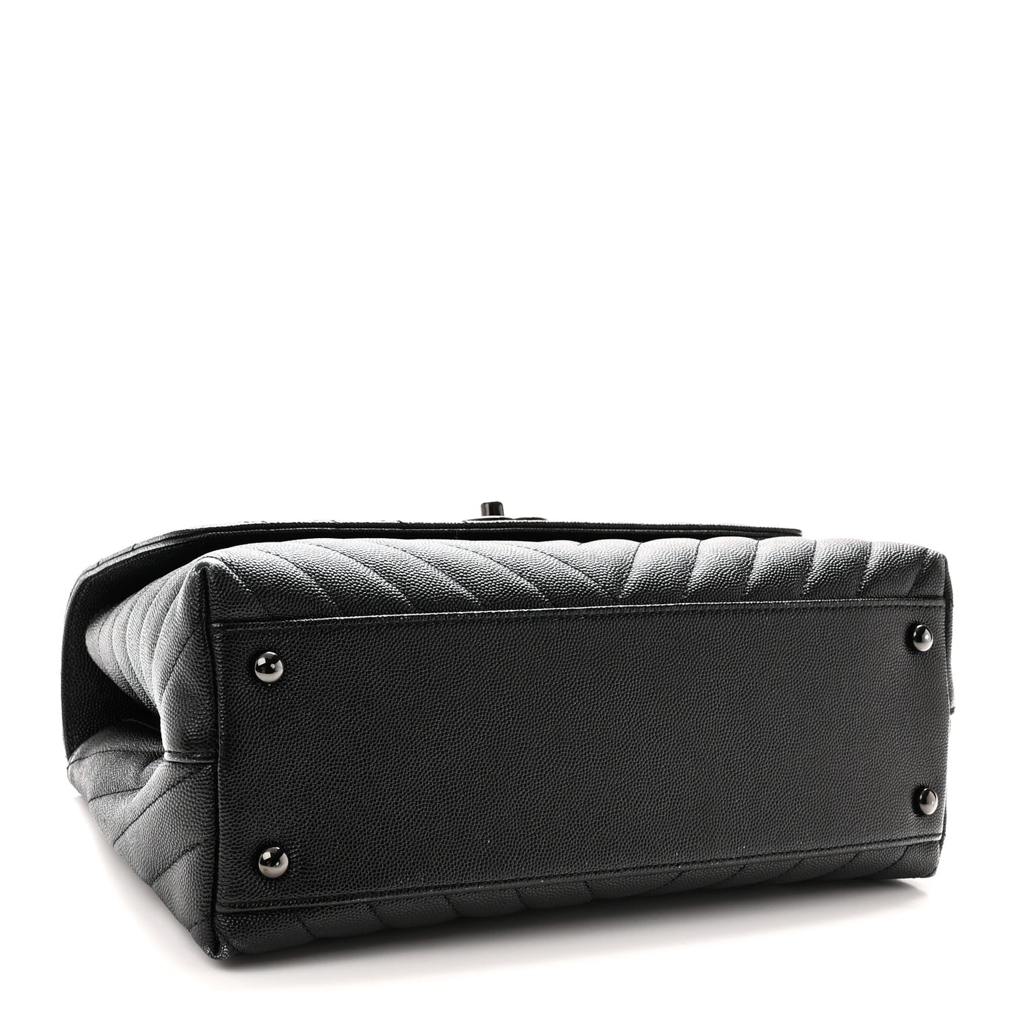 Caviar Chevron Quilted Small Coco Handle Flap So Black