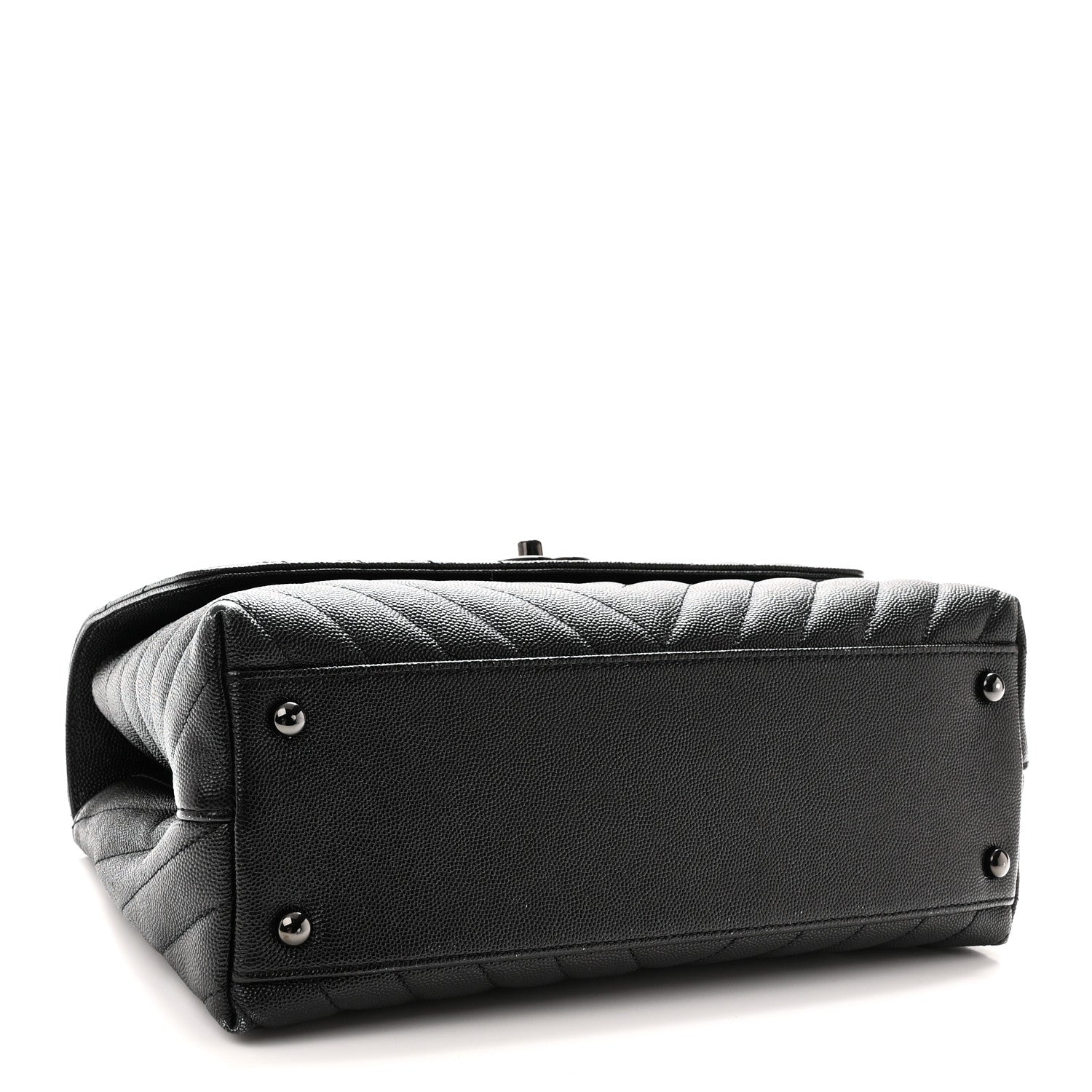 Chanel Caviar Chevron Quilted Small Coco Handle Flap So Black 4 of 10