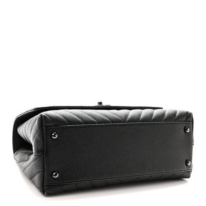 Chanel Caviar Chevron Quilted Small Coco Handle Flap So Black 4 of 10