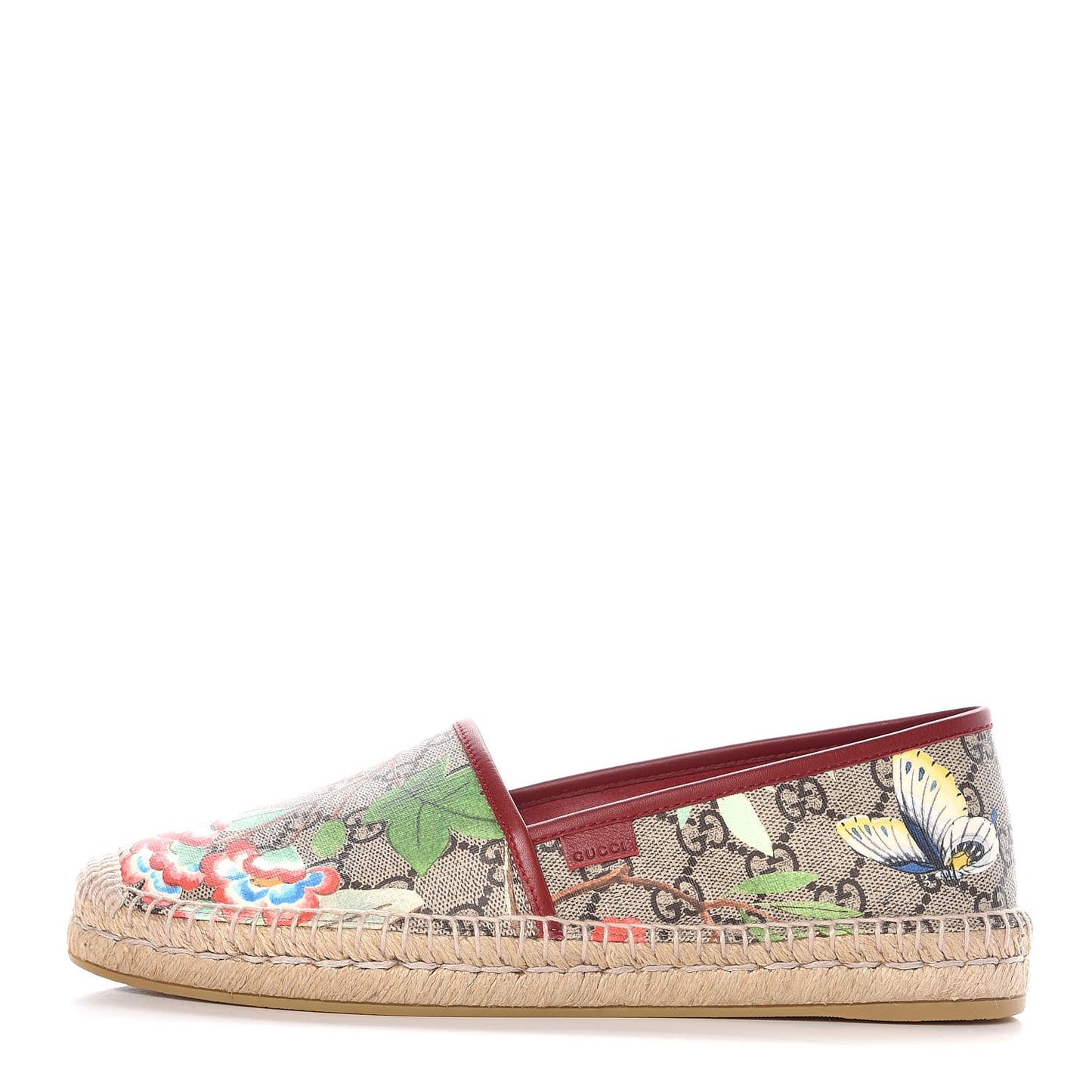 GG Supreme Monogram Tian Womens Espadrilles 41 Beige Multicolor Red