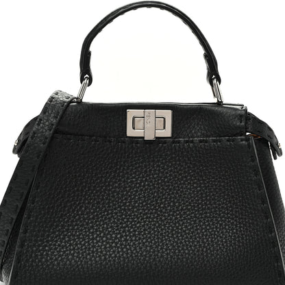 Fendi Cuoio Romano Selleria Bi-Color Mini Peekaboo Iconic Satchel Black Mou 9 of 11