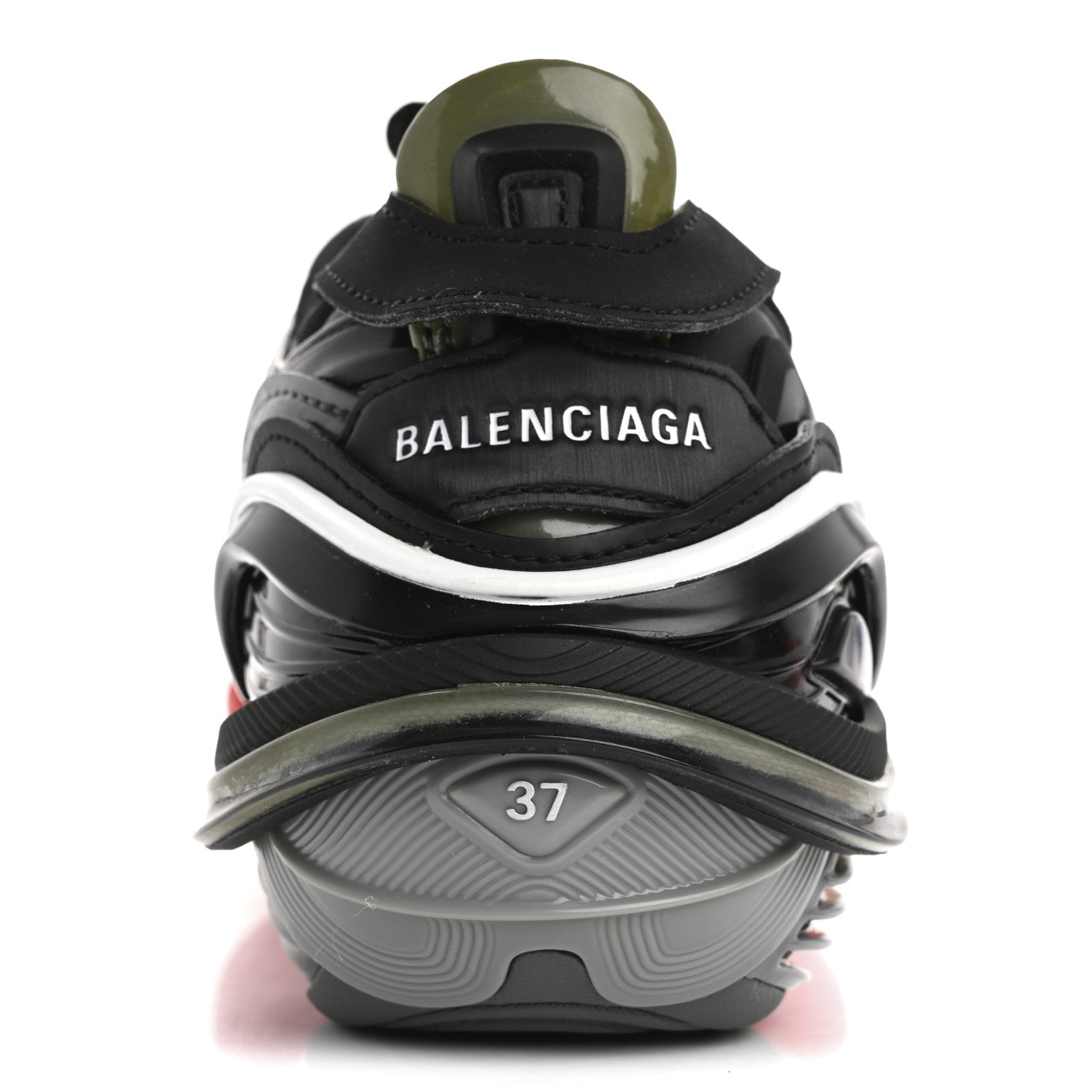 Balenciaga Rubber Mesh Womens Tyrex Sneakers 37 Black Red 1682397