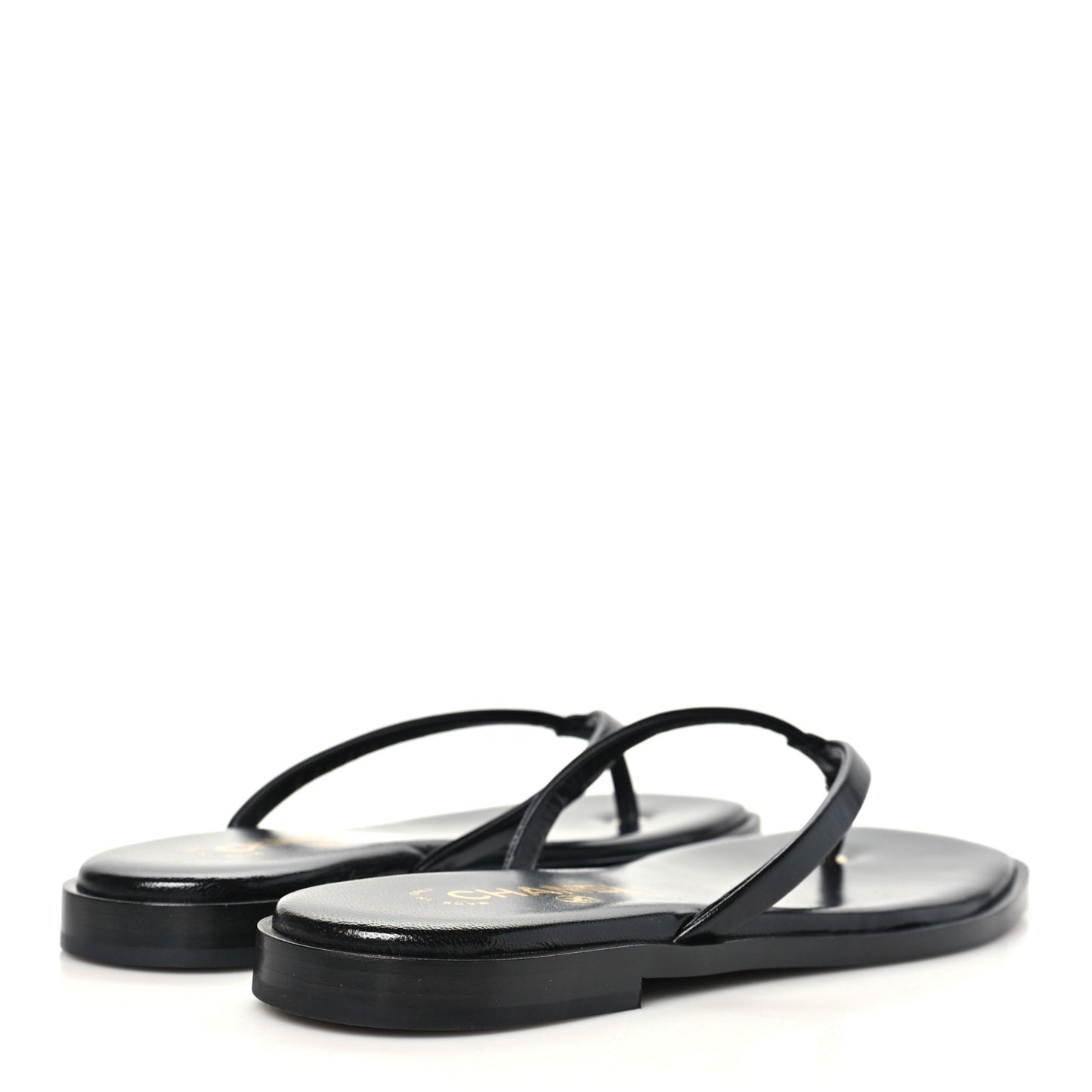 Goatskin CC Times Square Thong Sandals 38.5 Black