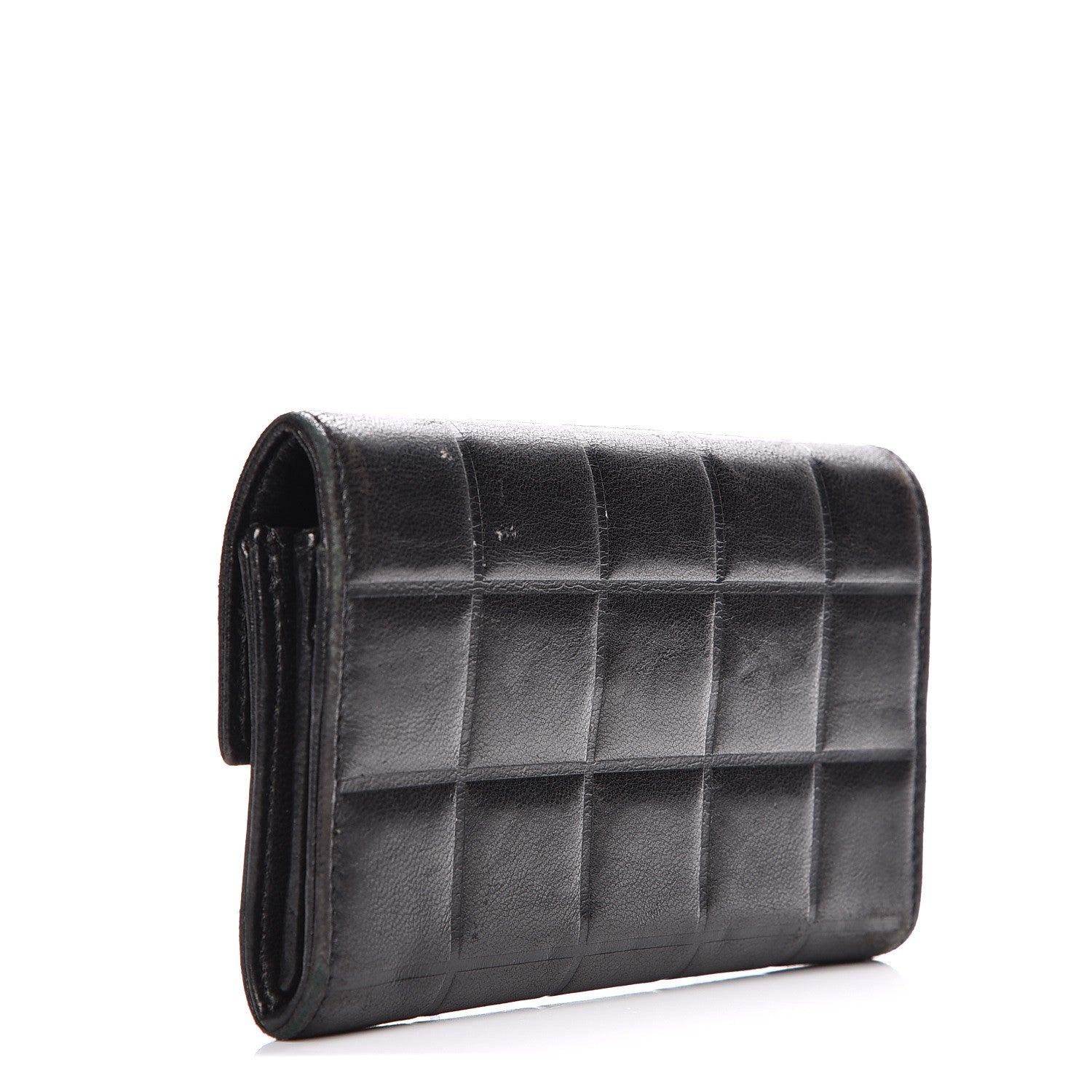Chanel Lambskin Chocolate Bar Quilted Wallet Black 3 of 8
