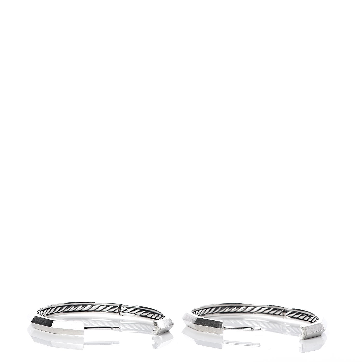 David Yurman Sterling Silver Stax Hoop Earrings 3 of 4