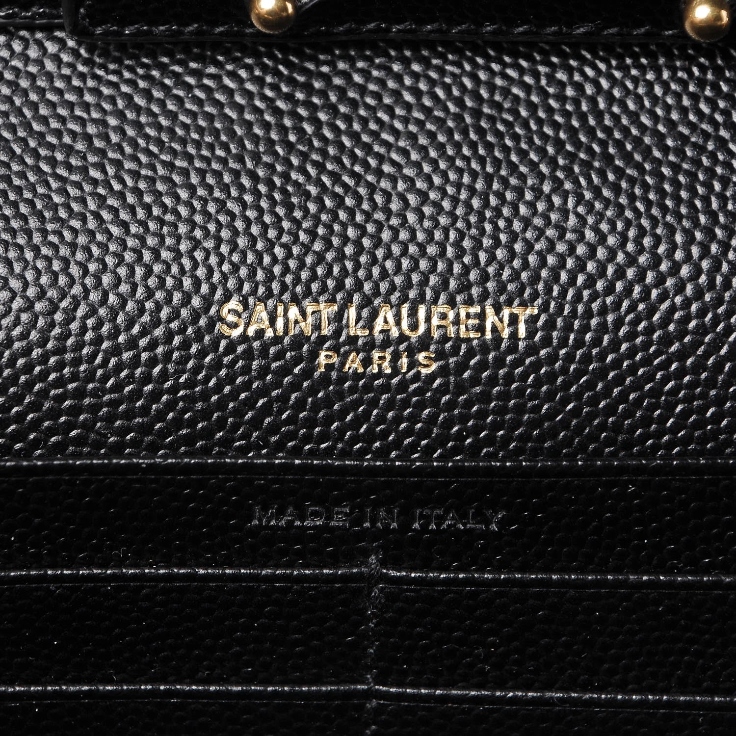 Saint Laurent Grain De Poudre Matelasse Chevron Monogram Chain Wallet Black 5 of 6
