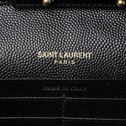 Saint Laurent Grain De Poudre Matelasse Chevron Monogram Chain Wallet Black 5 of 6