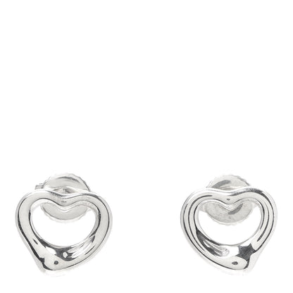 Tiffany Sterling Silver 11mm Elsa Peretti Open Heart Earrings 1 of 4