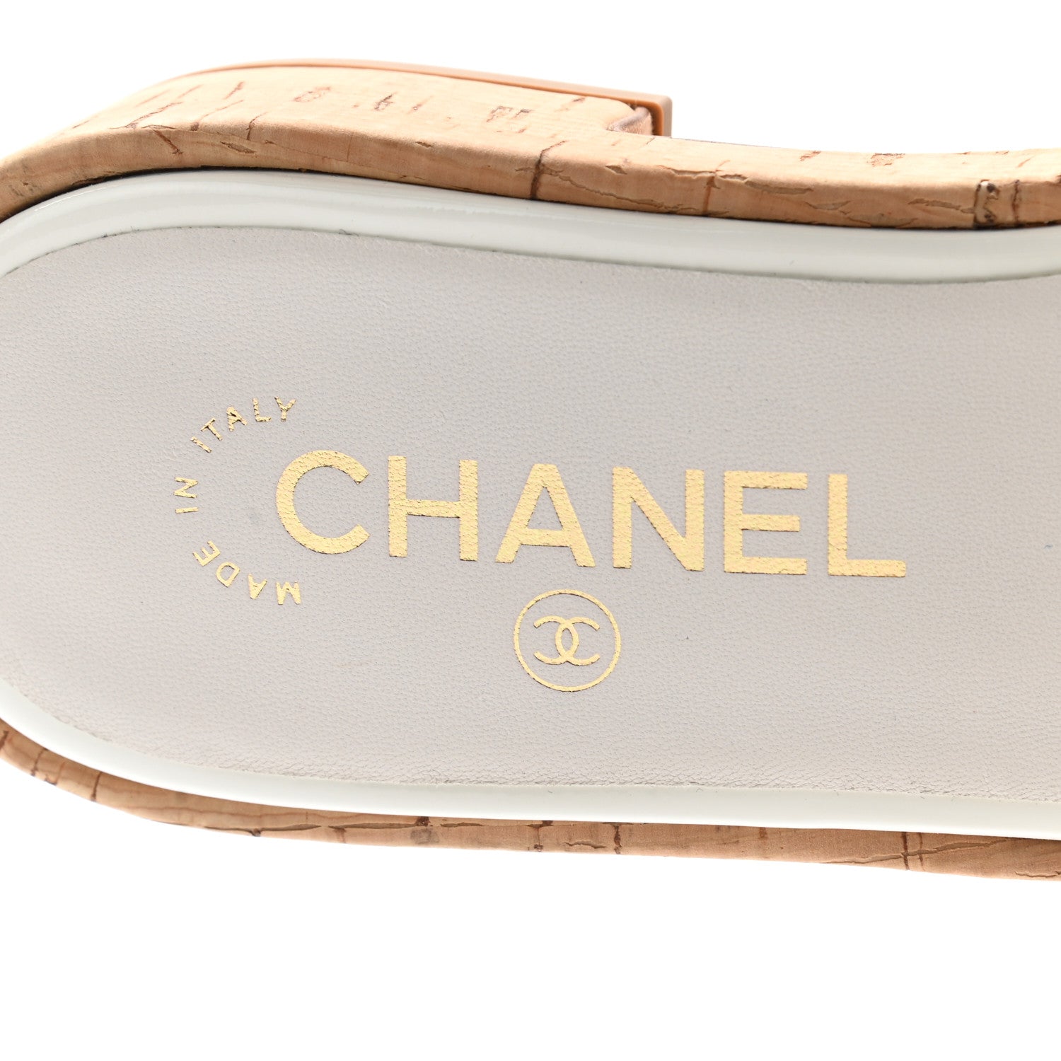 Chanel Tweed Cork CC Mule Sandal 36 Silk White 6 of 7