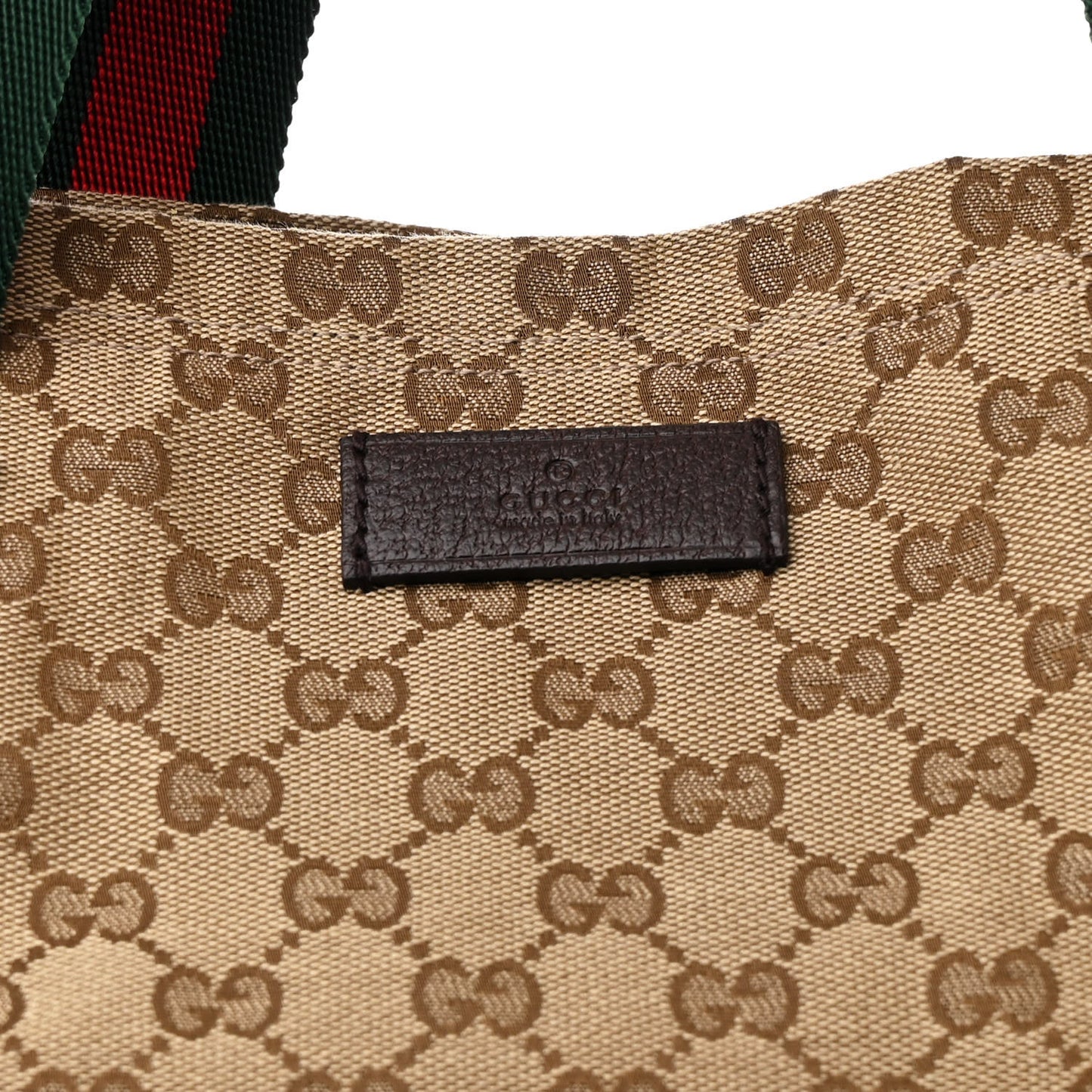 GG Monogram Medium Web Handle Vertical Tote Dark Brown