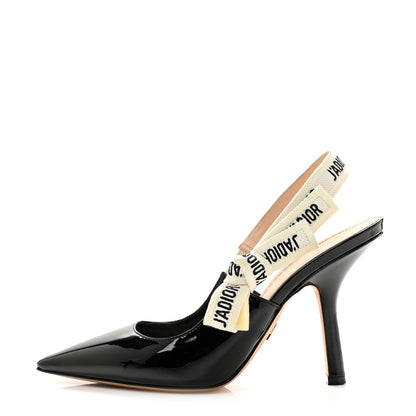 Christian Dior Patent Ribbon J'Adior Slingback 100mm Pumps 37 Black 1 of 10