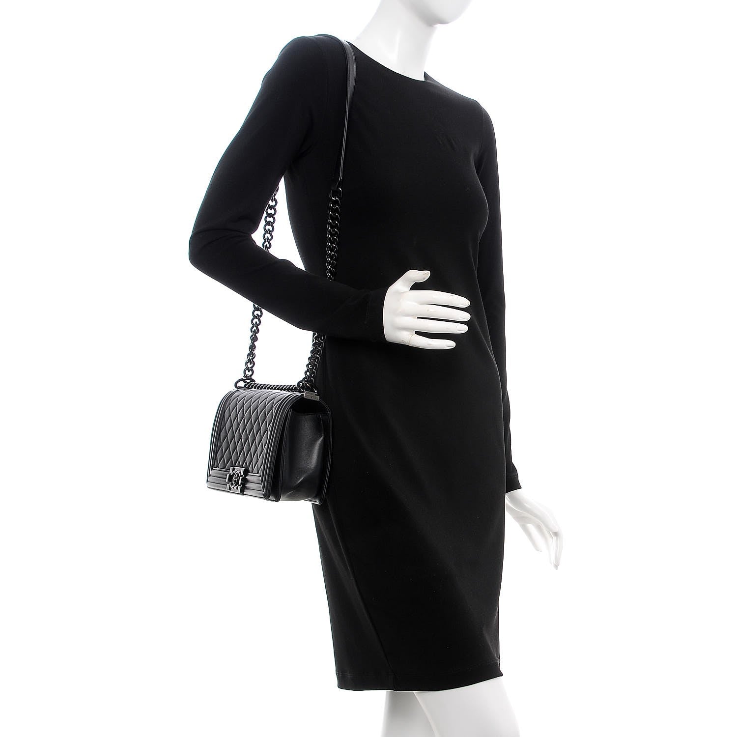 Chanel Calfskin Quilted Medium Boy Flap So Black 2 of 7