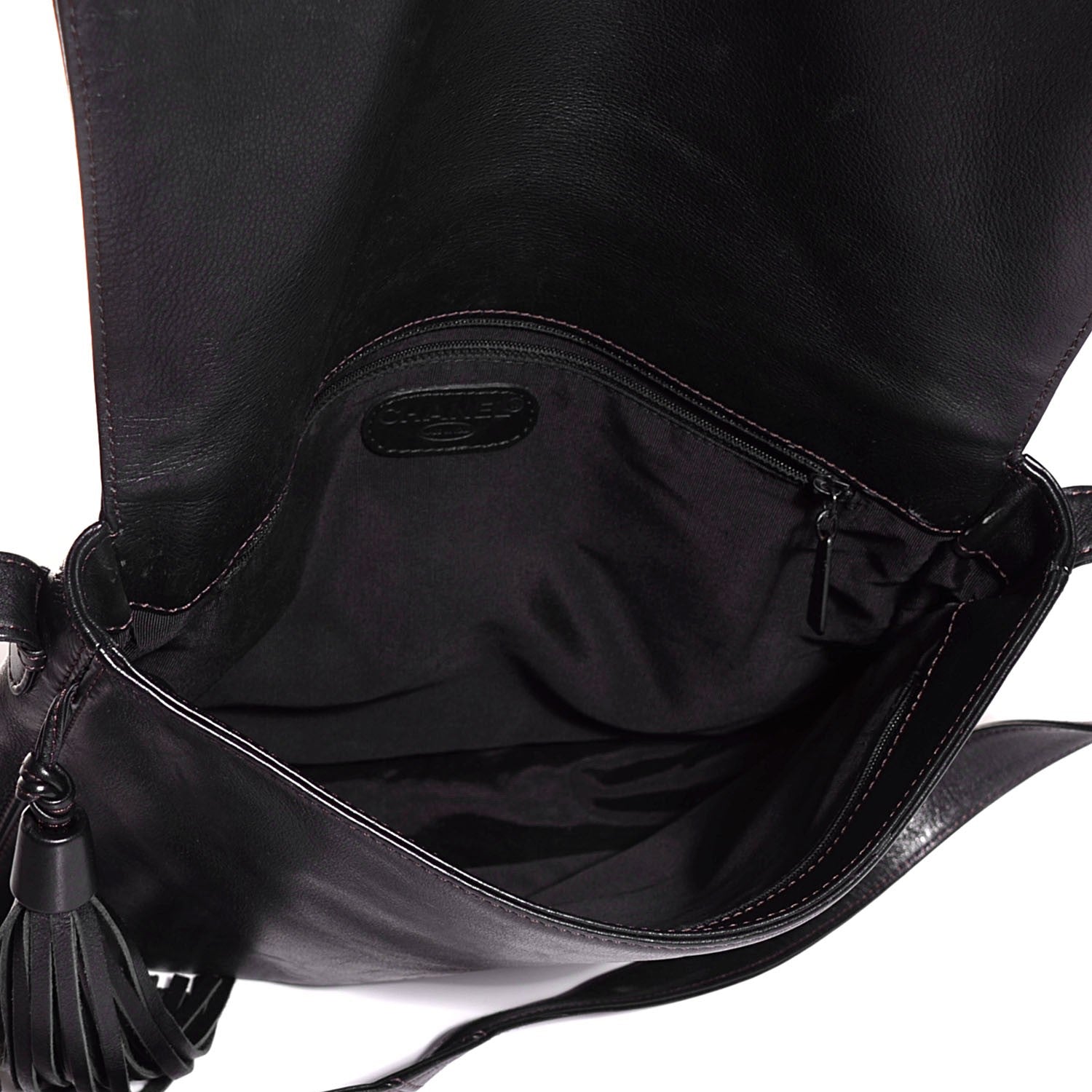 Chanel Lambskin CC Tassel Shoulder Flap Bag Black 5 of 7