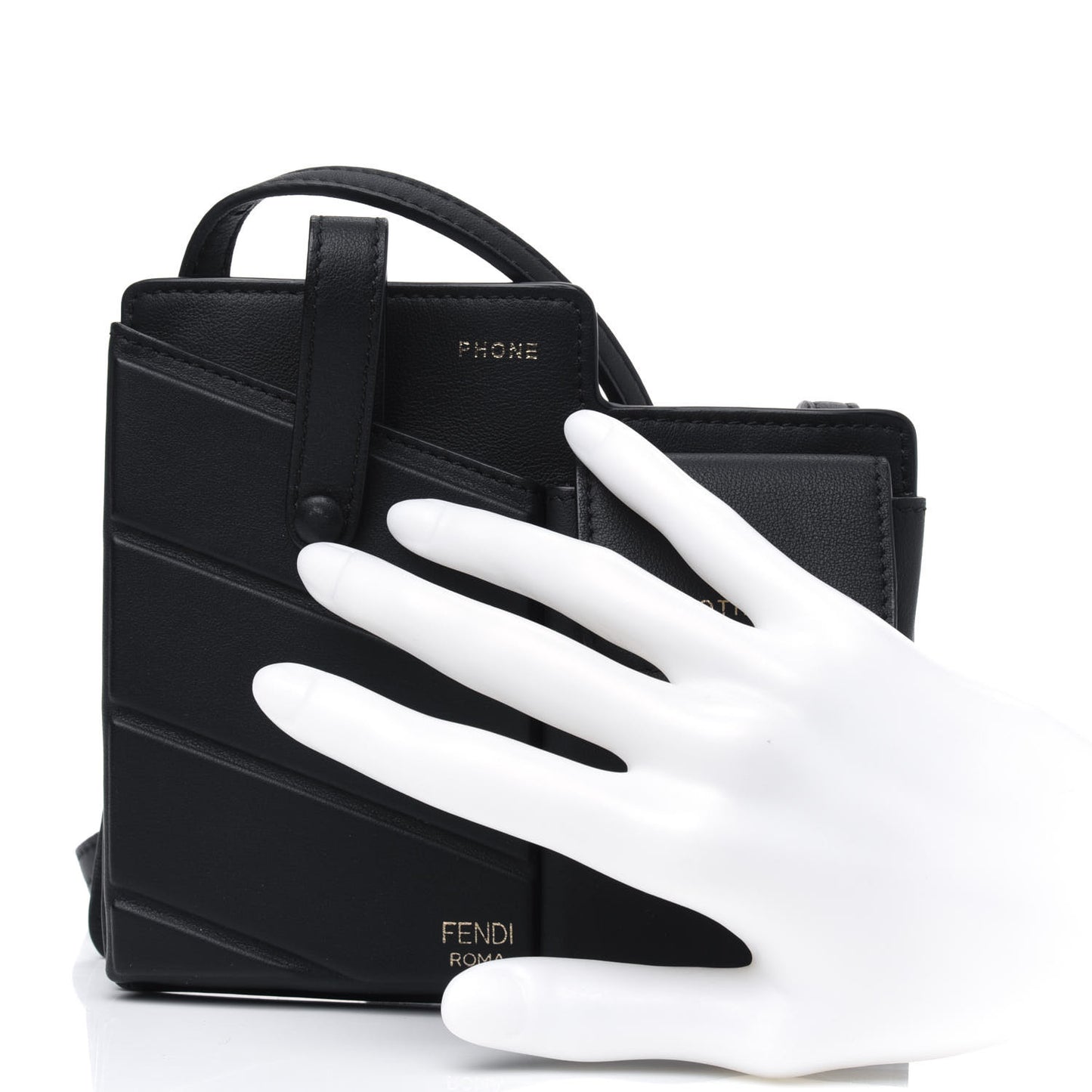Vitello Grace Matte Two Pocket Mini Crossbody Black