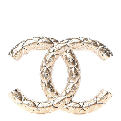 Chanel Metal CC Diamond Quilted Brooch Light Gold 1 of 5