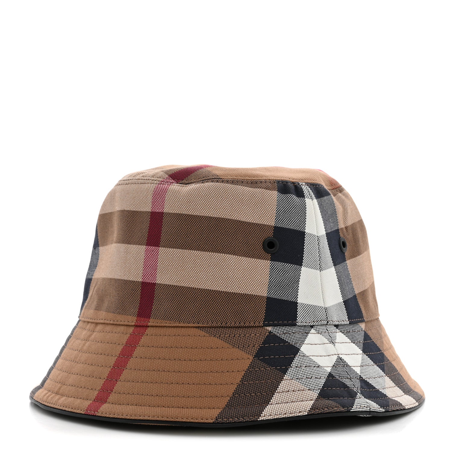 Burberry Cotton Canvas Exaggerated Check Bucket Hat M Birch Brown 1 of 8