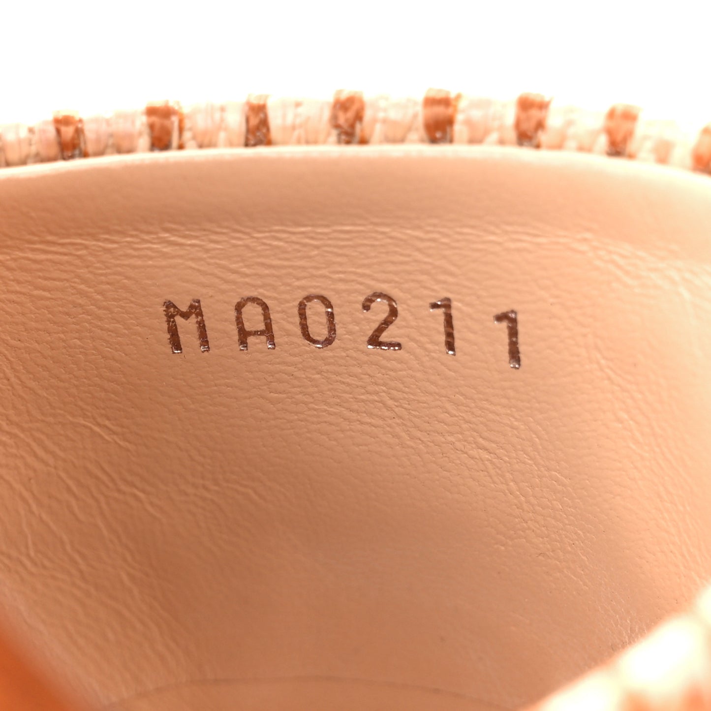 Raffia Calfskin Monogram Lock It Flat Mules 36.5 Cognac Brown