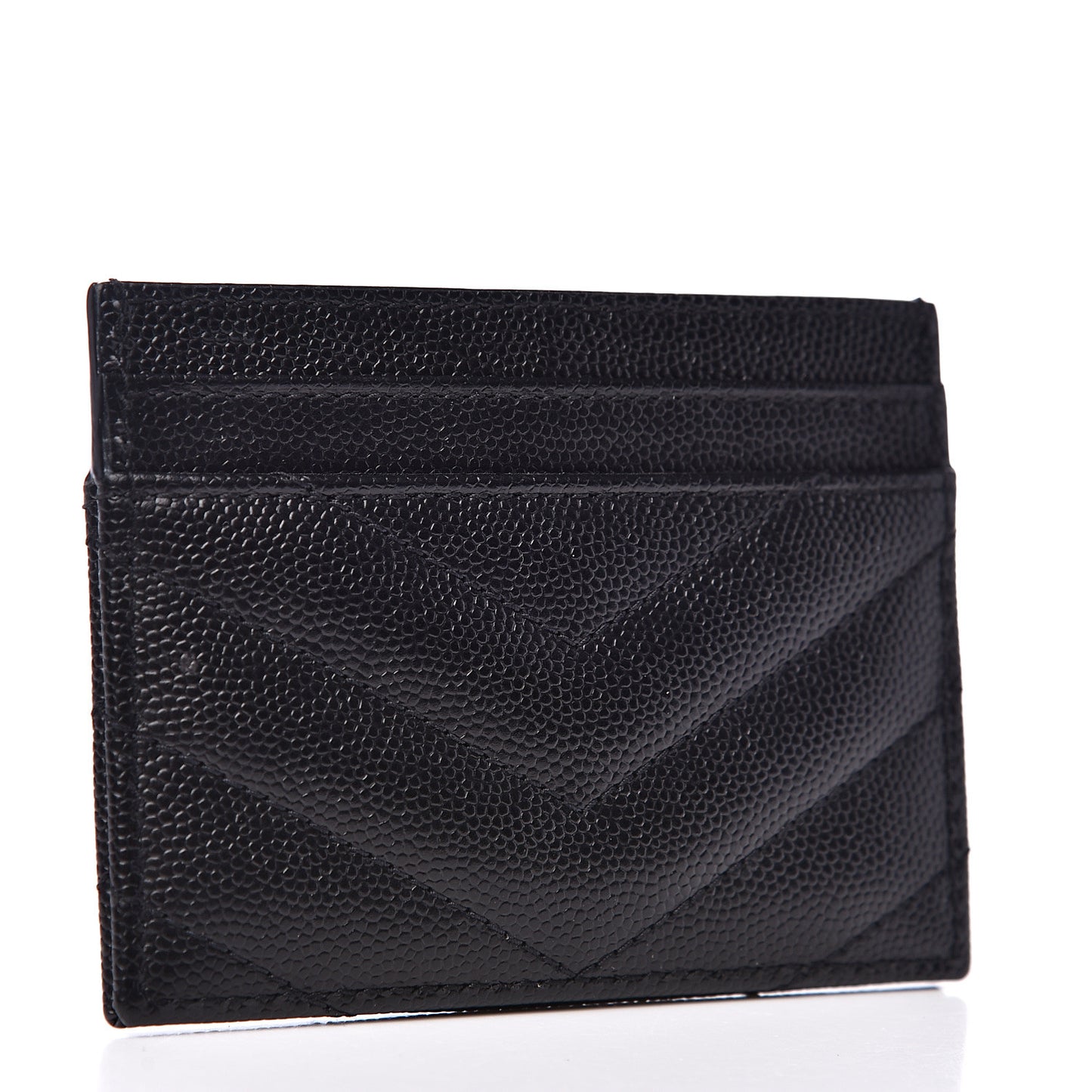 Grain De Poudre Matelasse Chevron Monogram Credit Card Case Black
